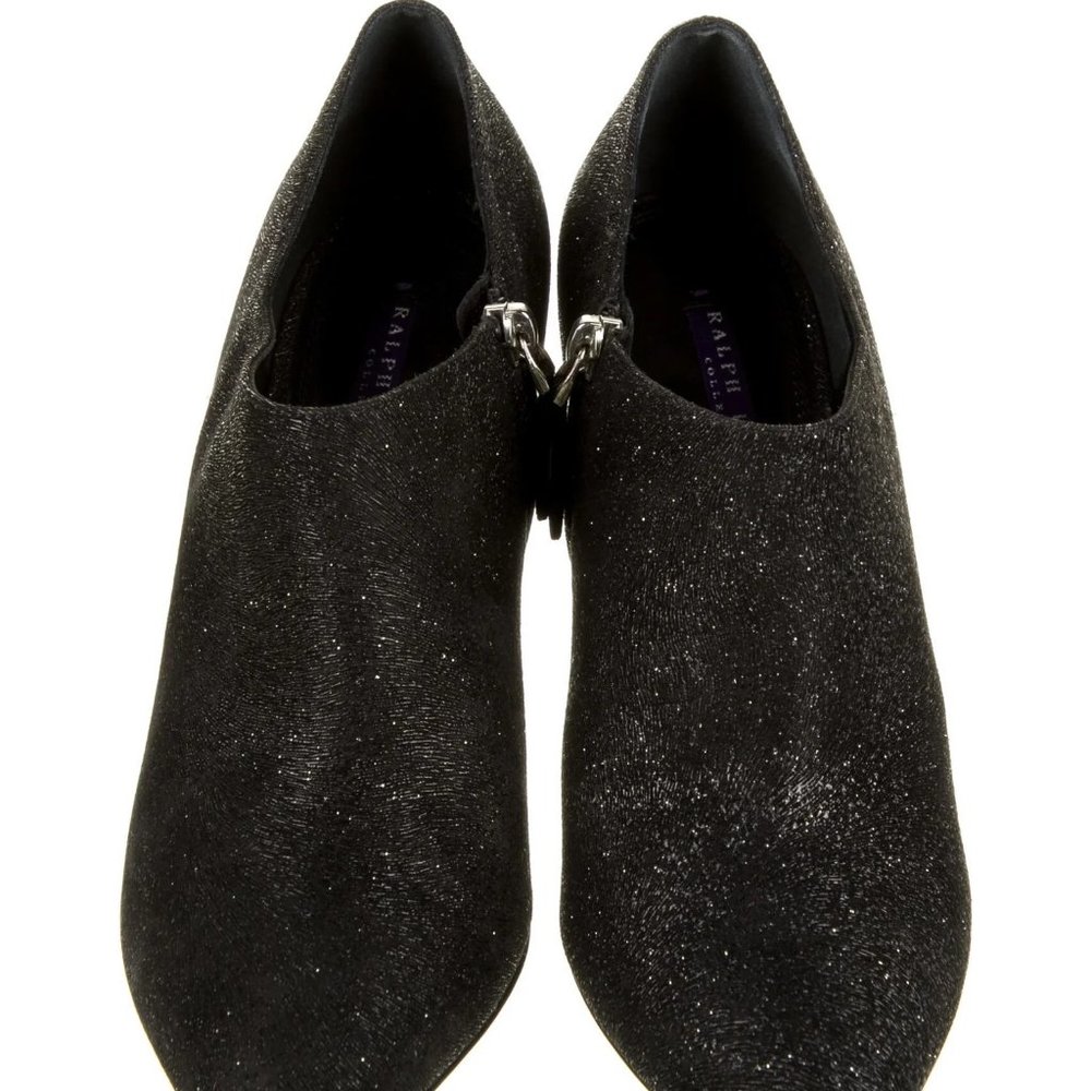 Ralph Lauren Collection Tahira Black Glitter Ankle Boots 9.5 - Picture 4 of 9